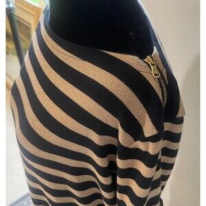 Lauren Ralph Lauren 1X Black Metallic Gold Striped Short Sleeve Resort Cruise